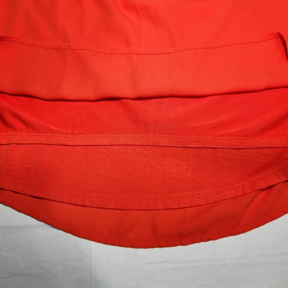 Michael Kors Womens Short Sleeve Blouse Top Size 12‎ Coral Zipper Tie Front